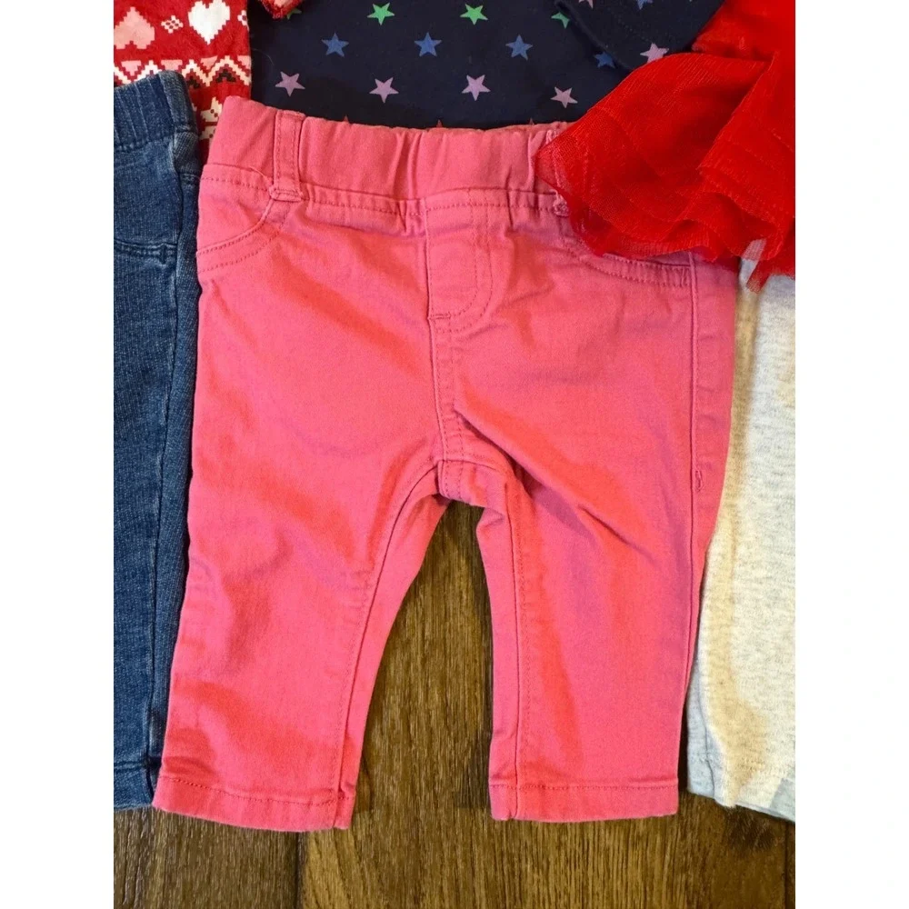 Baby Girl 0/3 Months Clothes Lot Outfits Pants Long Sleeve Shirts Peace Joy Naps